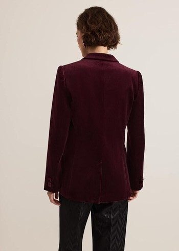 Phase Eight Bridie Wine Velvet Coats Burgundy Australia | DS7506814